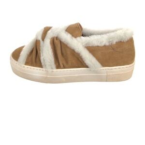 NWOT MAJE  Tan and White Faux Fur Sneakers